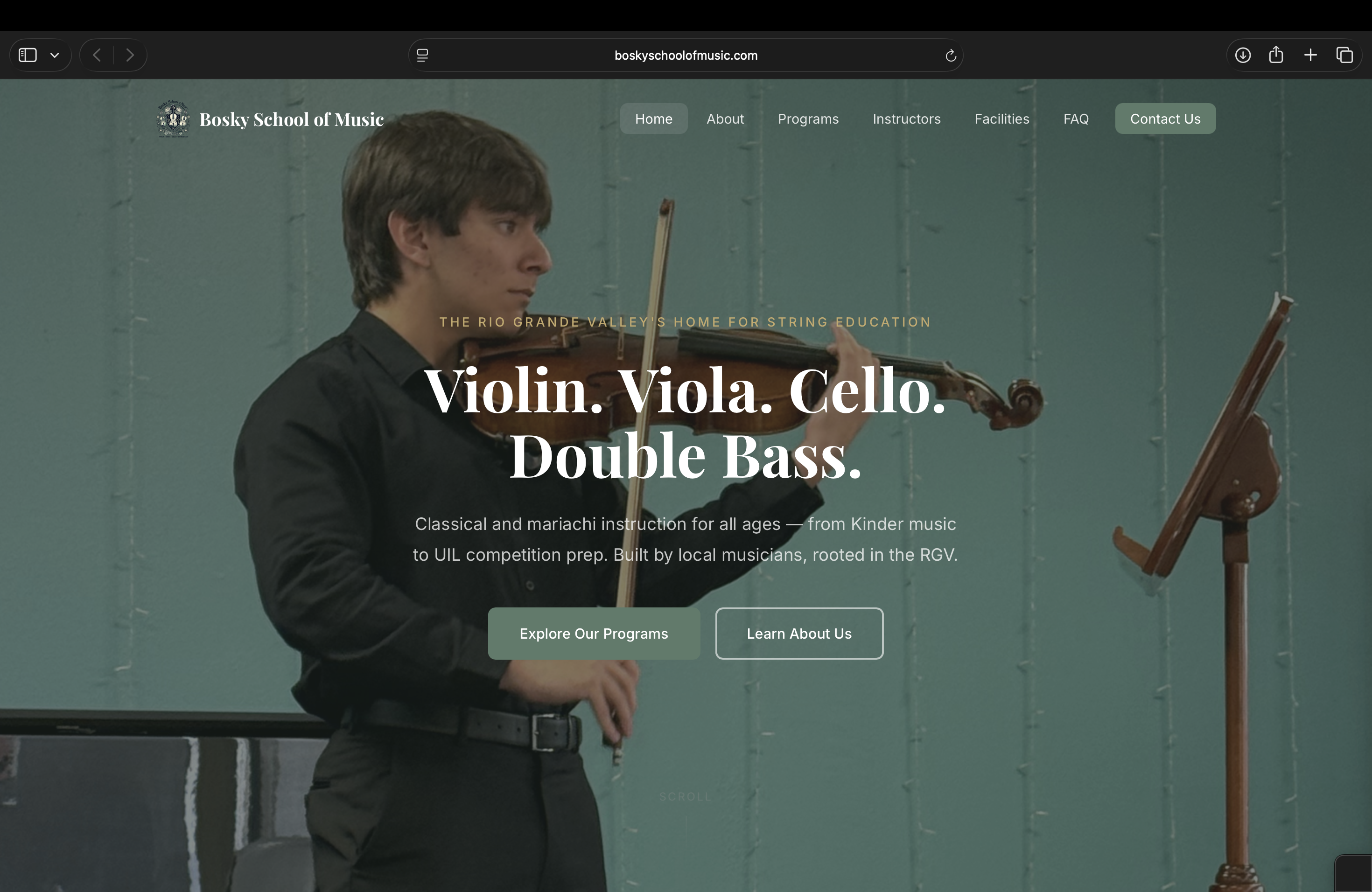 Bosky School of Music website screenshot