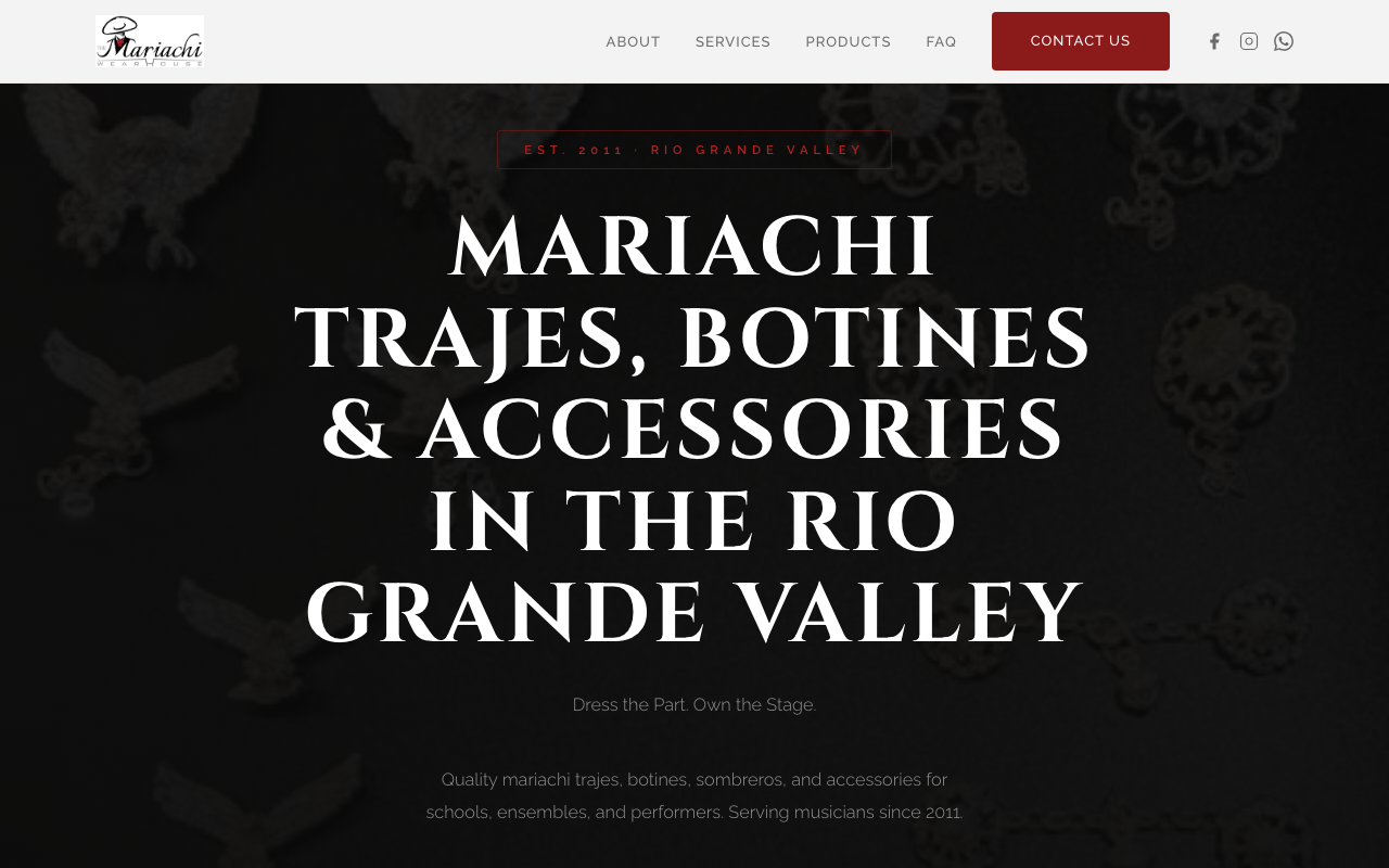Mariachi Wearhouse website screenshot